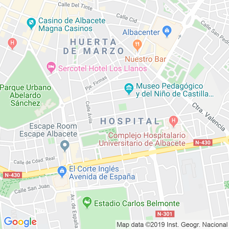Código Postal calle Angel   (Impares Del 1 Al 19)  (Pares Del 2 Al 22) en Albacete