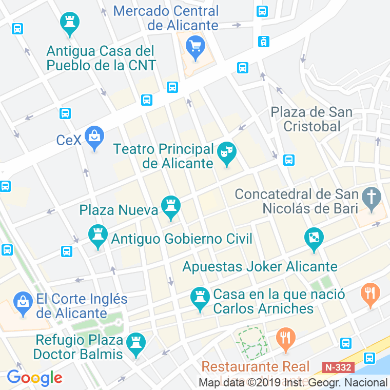 Código Postal calle Bazan en Alacant/Alicante