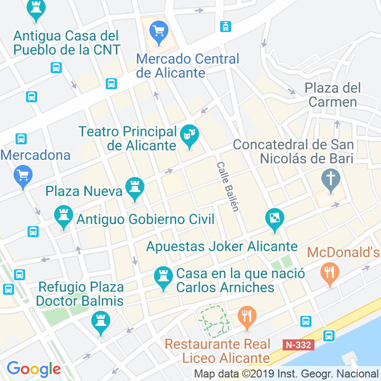 Código Postal calle Castaños en Alacant/Alicante