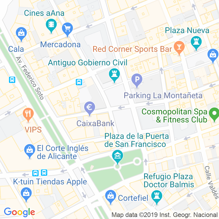 Código Postal calle Montañeta, plaza en Alacant/Alicante
