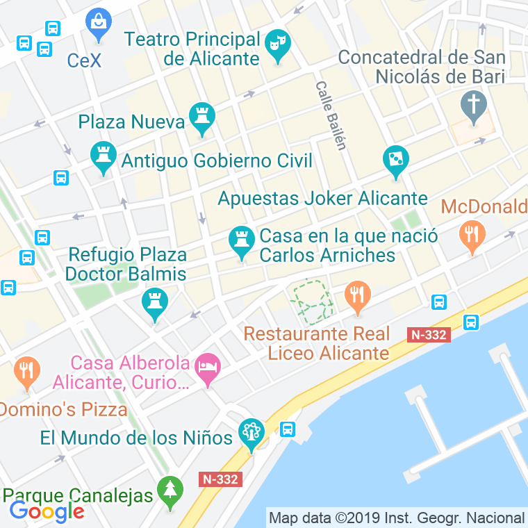 Código Postal calle San Francisco en Alacant/Alicante