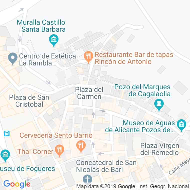 Código Postal calle Carmen en Alacant/Alicante