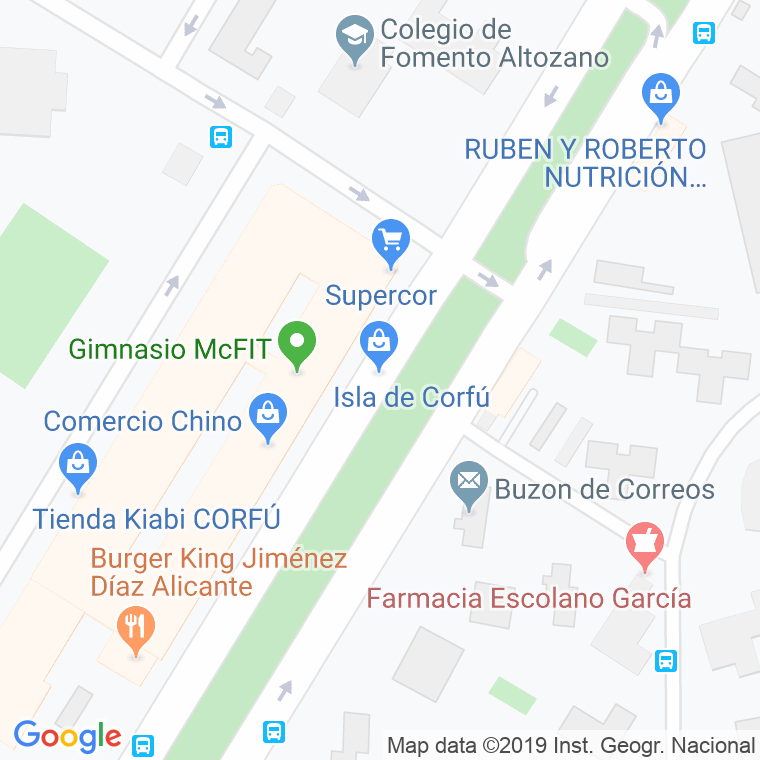 Código Postal calle Isla De Corfu, avenida en Alacant/Alicante