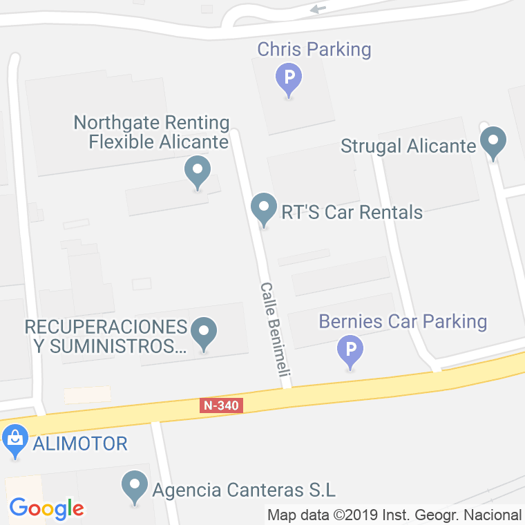 Código Postal calle Benimeli en Alacant/Alicante
