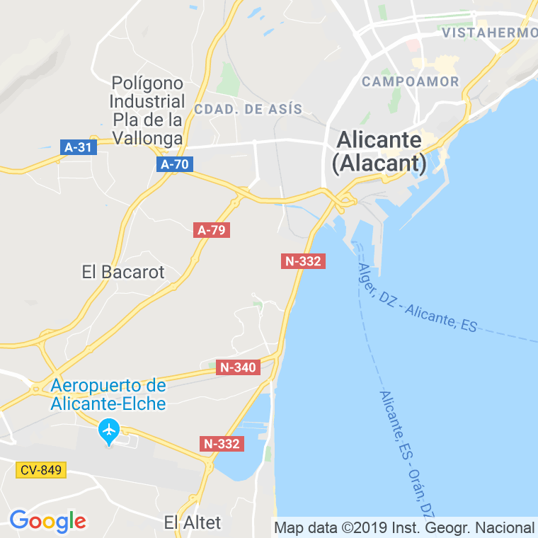 Código Postal calle Comandante Franco en Alacant/Alicante
