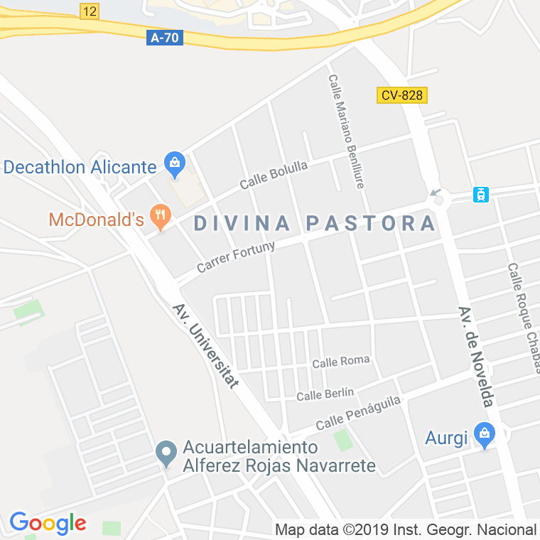 Código Postal calle Isidoro Sevilla en Alacant/Alicante
