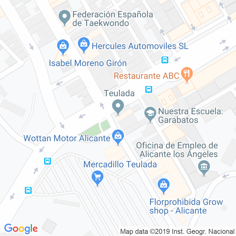 Código Postal calle Teulada en Alacant/Alicante