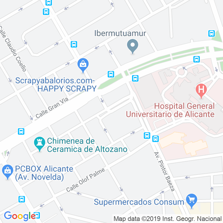 Código Postal calle Cruz Roja, plaza en Alacant/Alicante