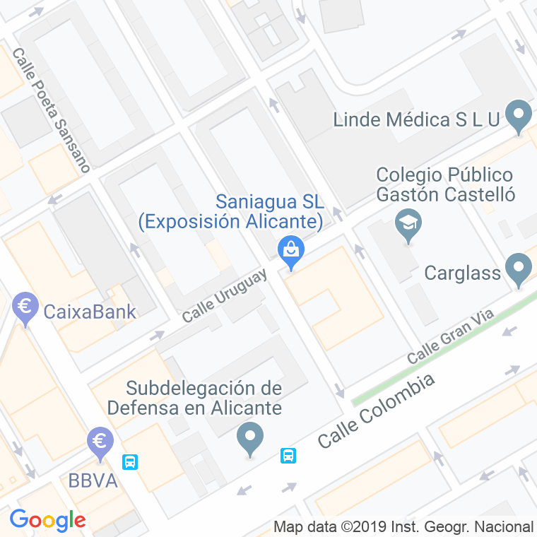 Código Postal calle Uruguay en Alacant/Alicante