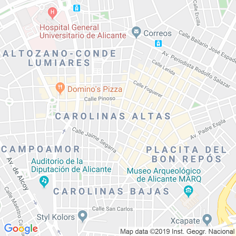 Código Postal calle Garbinet en Alacant/Alicante