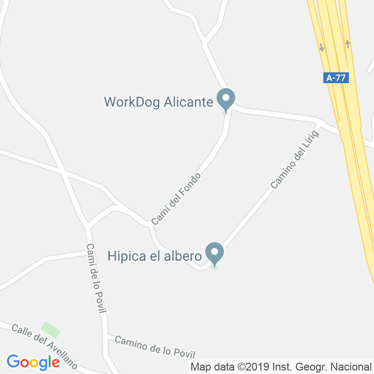 Código Postal calle Fondo Roenes en Alacant/Alicante