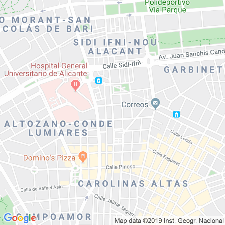 Código Postal calle General Espartero   (Impares Del 125 Al Final)  (Pares Del 106 Al Final) en Alacant/Alicante