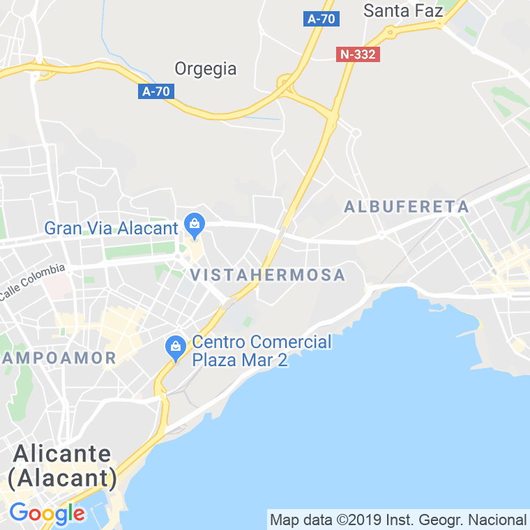 Código Postal calle Denia, avenida (Pares Del 2 Al 154) en Alacant/Alicante