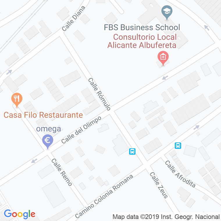 Código Postal calle Romulo en Alacant/Alicante