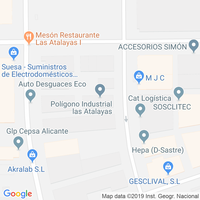 Código Postal calle Chelin, Del (Pol. De Las Atalayas) en Alacant/Alicante