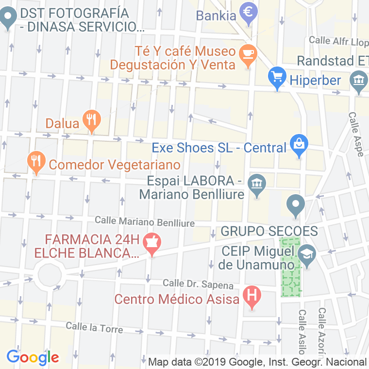 Código Postal calle Serrano Anguita en Elx/Elche