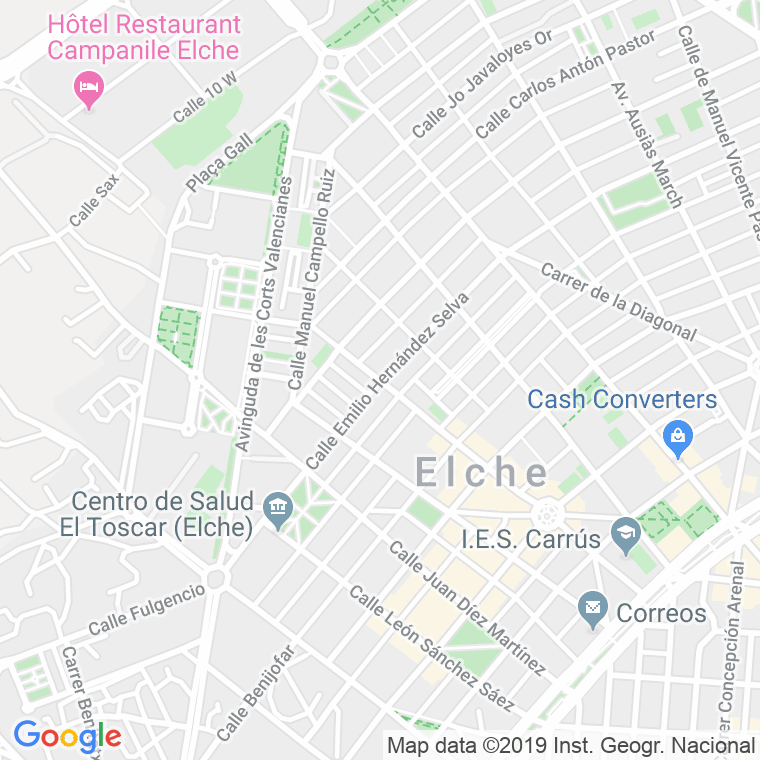 Código Postal calle Emilio Hernandez Selva en Elx/Elche