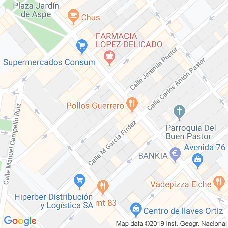 Código Postal calle Juan Manuel De La Morena en Elx/Elche
