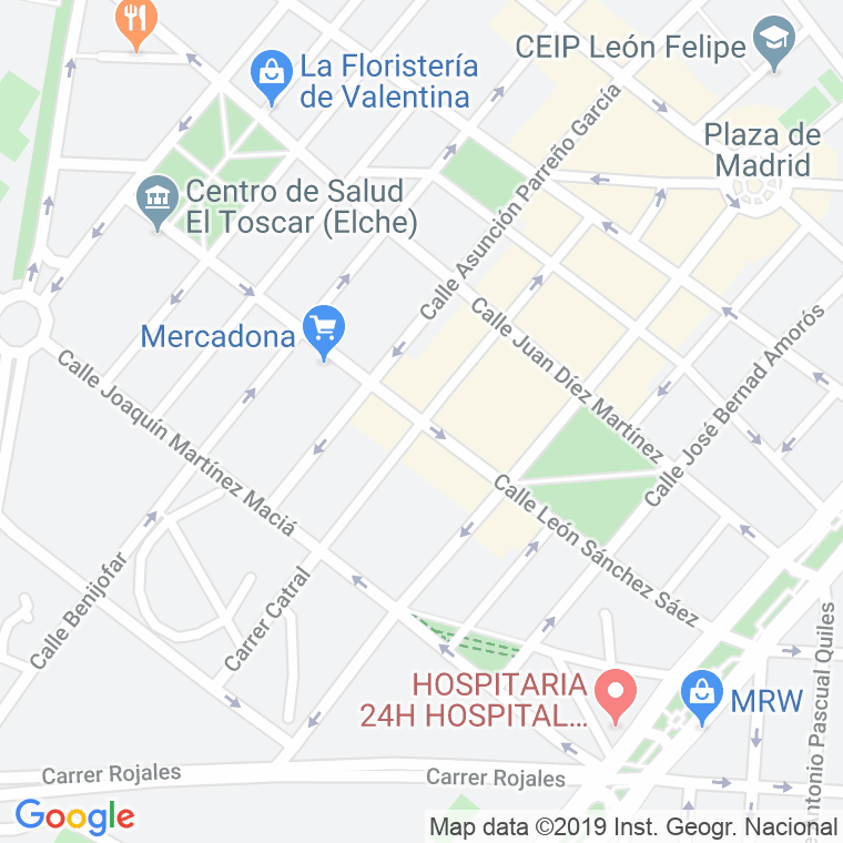 Código Postal calle Pablo Surra De Garay en Elx/Elche