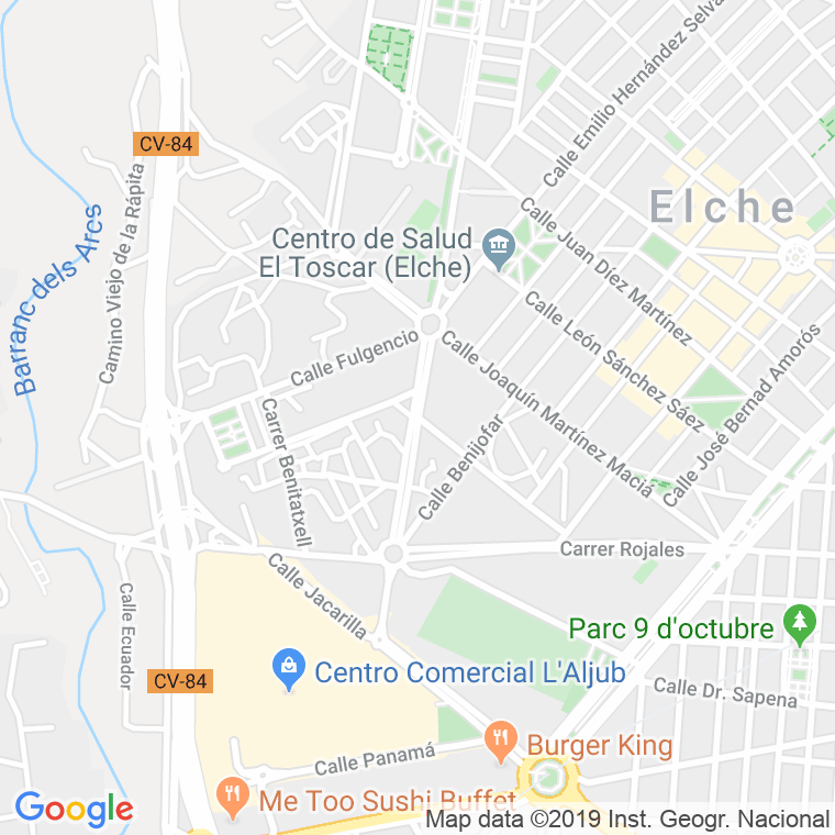 Código Postal calle Rojales en Elx/Elche
