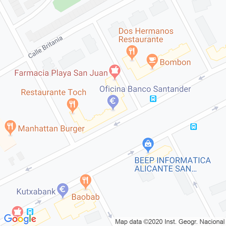 Código Postal calle Santander, avenida en Alacant/Alicante