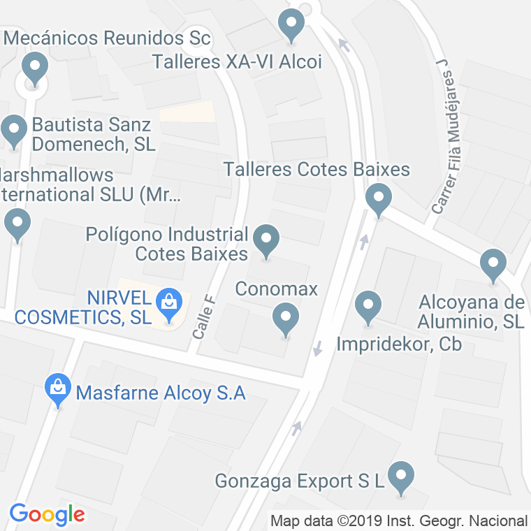 Código Postal calle Poligono Industrial Cotes Baixes en Alcoi/Alcoy