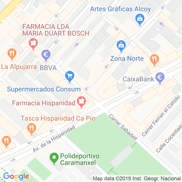 Código Postal calle Sabadell, passatge en Alcoi/Alcoy