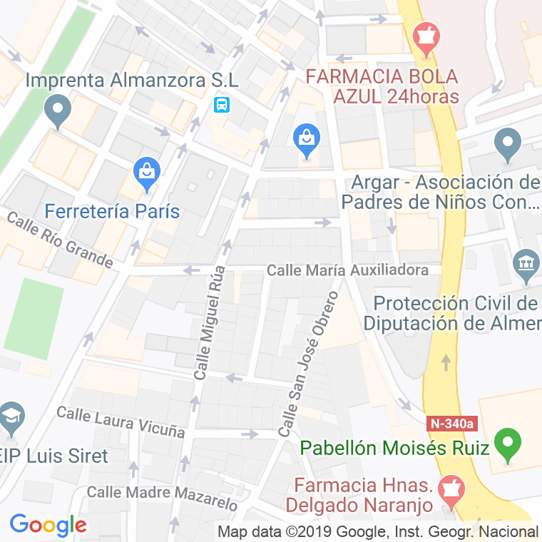 Código Postal calle Maria Auxiliadora en Almería