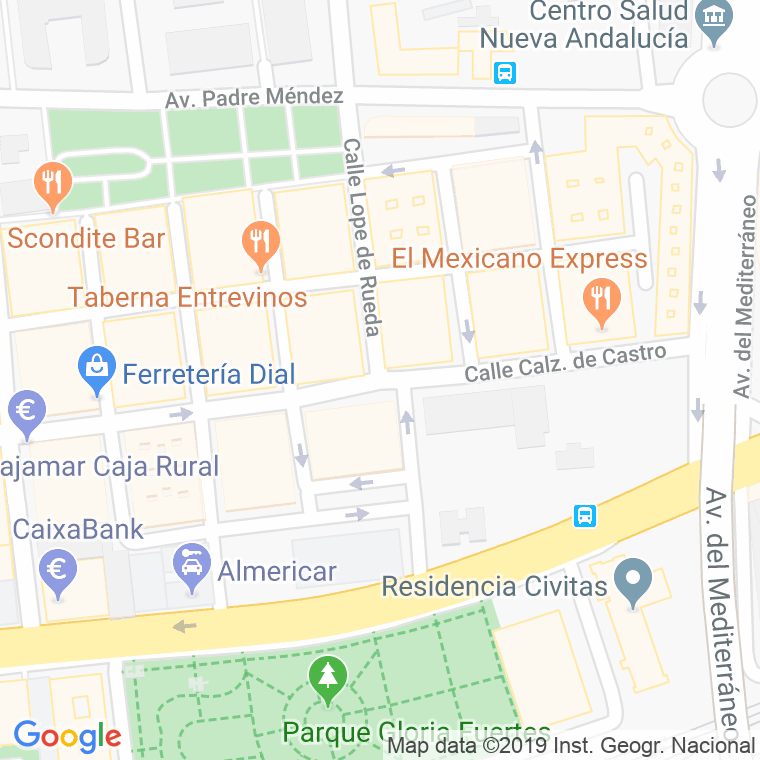 Código Postal calle Lope De Rueda en Almería