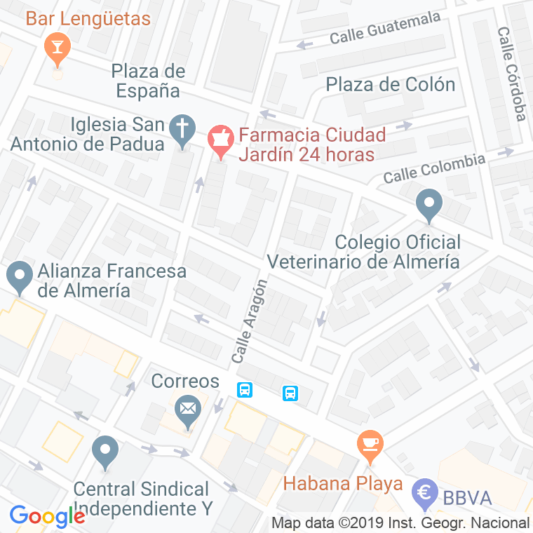 Código Postal calle Aragon en Almería