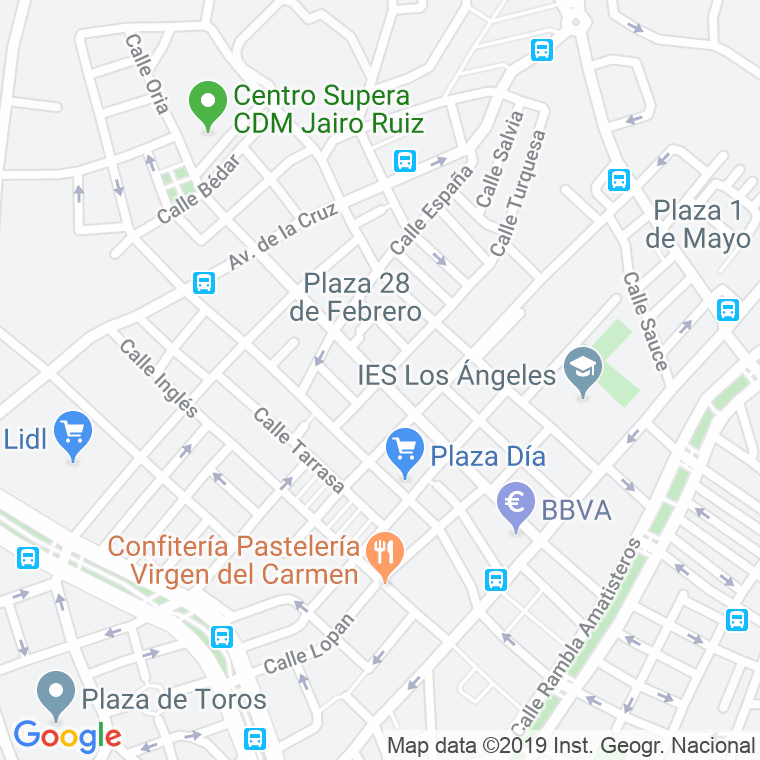 Código Postal calle Angeles, De Los, avenida en Almería