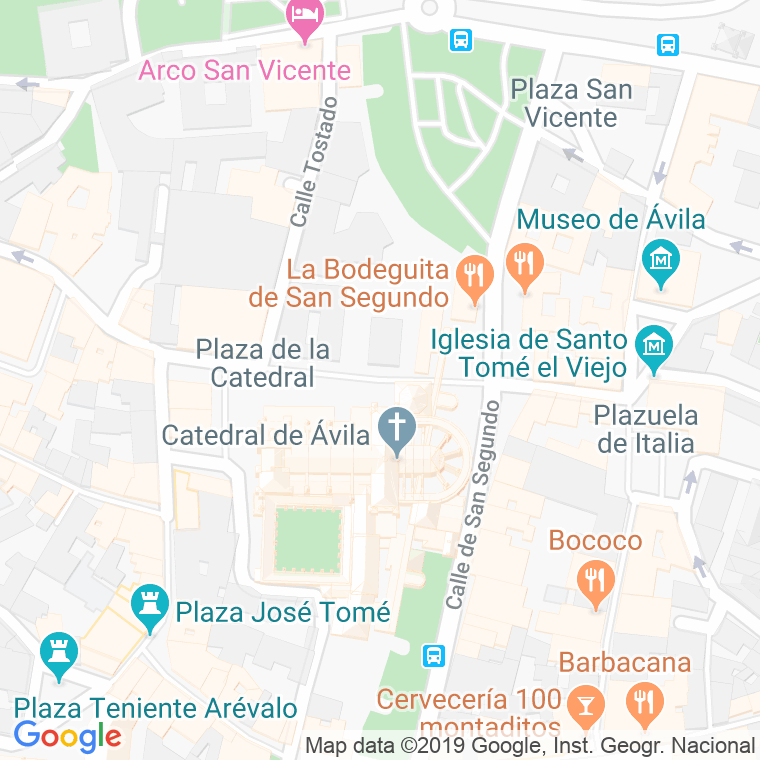 Código Postal calle Catedral, plaza en Ávila