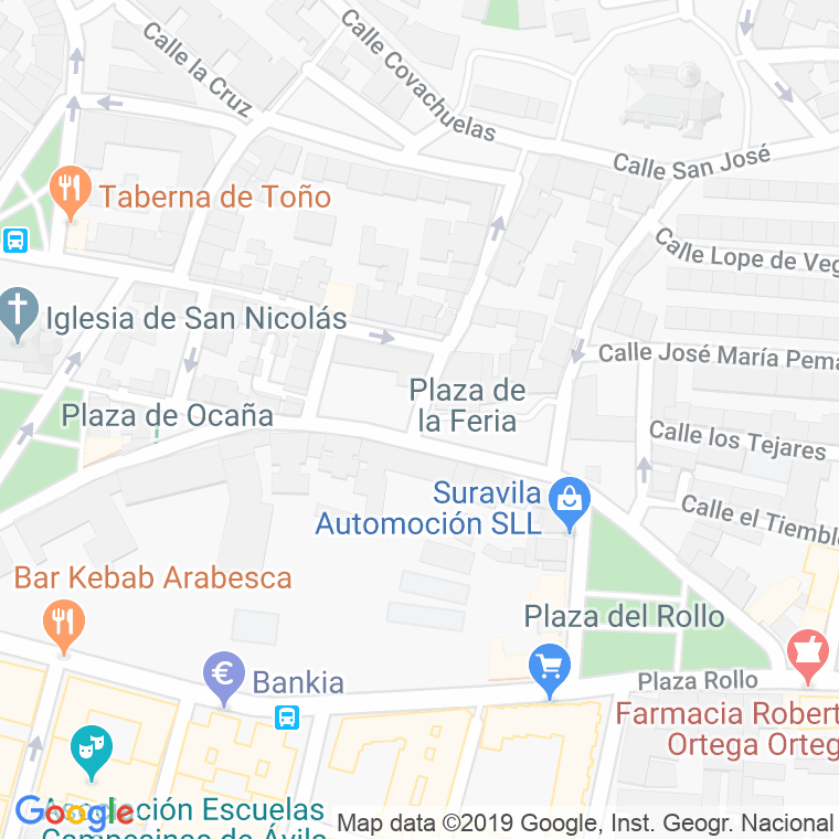 Código Postal calle Feria, plaza en Ávila