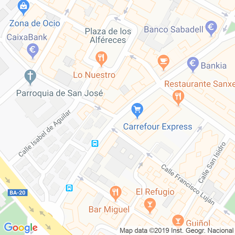 Código Postal calle Villanueva, avenida en Badajoz