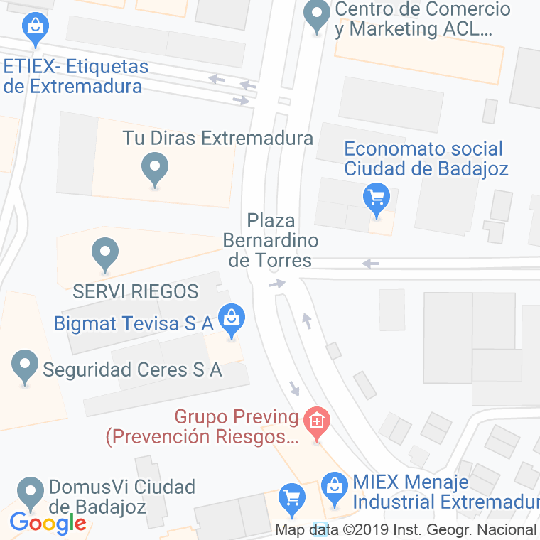 Código Postal calle Bernardino De Torres, plaza en Badajoz