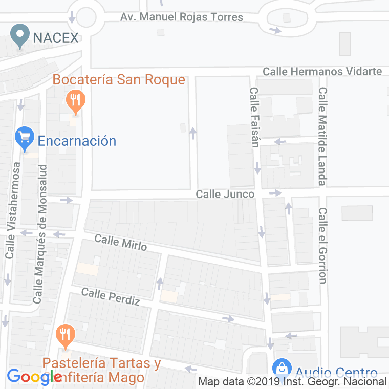 Código Postal calle Junco en Badajoz