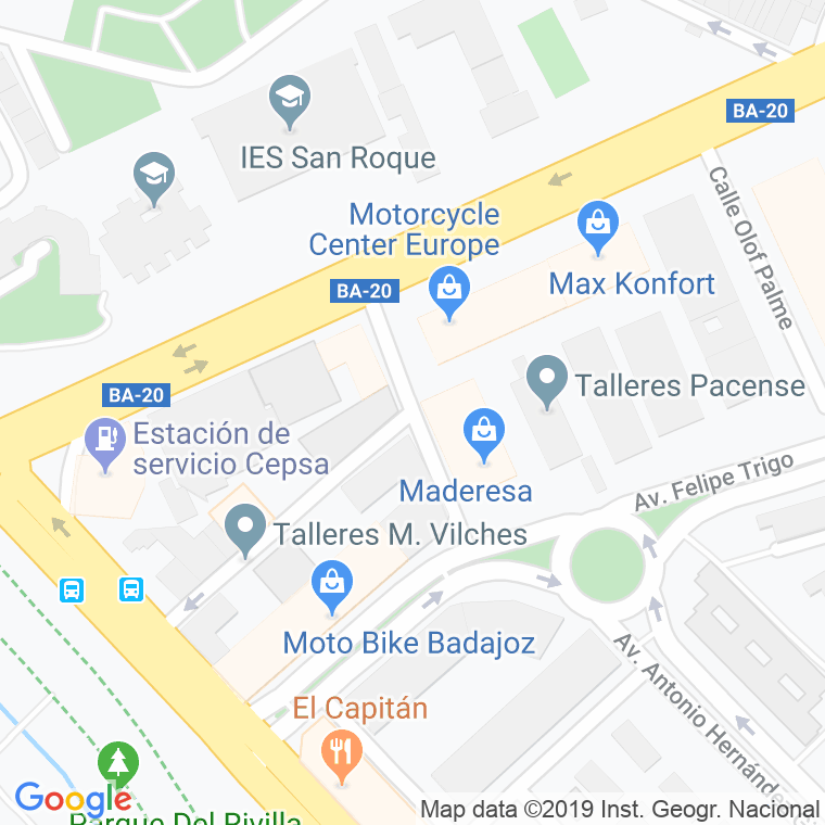 Código Postal calle Felipe Trigo, travesia en Badajoz