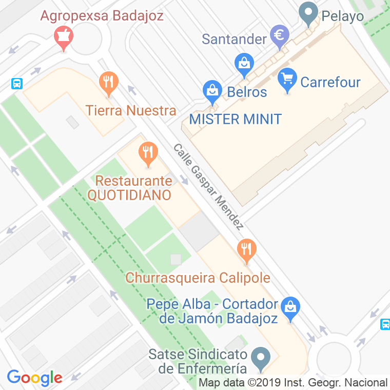 Código Postal calle Gaspar Mendez en Badajoz