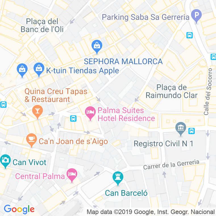 Código Postal calle Mercadal, plaça en Palma de Mallorca