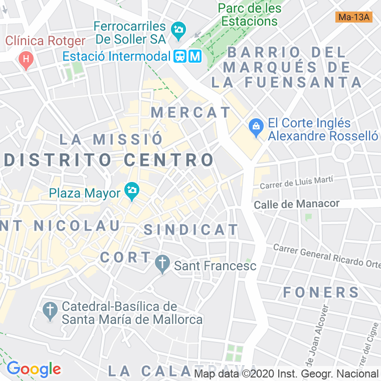 Código Postal calle Vedra en Palma de Mallorca