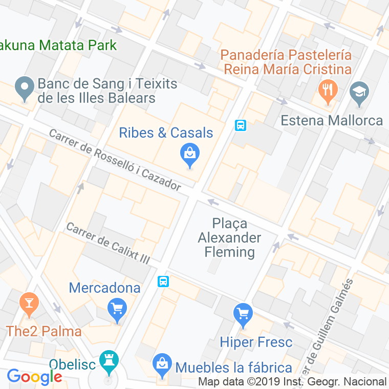Código Postal calle Alexander Fleming, plaça en Palma de Mallorca