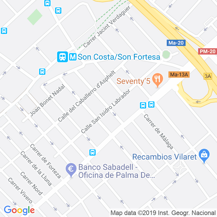 Código Postal calle Sant Isidre Llaurador en Palma de Mallorca
