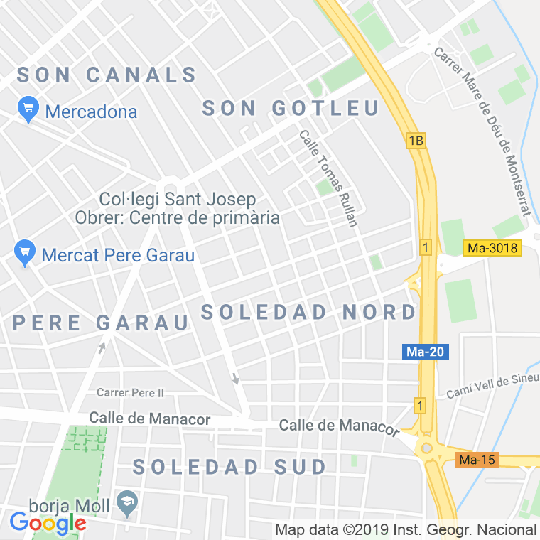 Código Postal calle Gabriel Carbonell   (Impares Del 25 Al Final)  (Pares Del 36 Al Final) en Palma de Mallorca