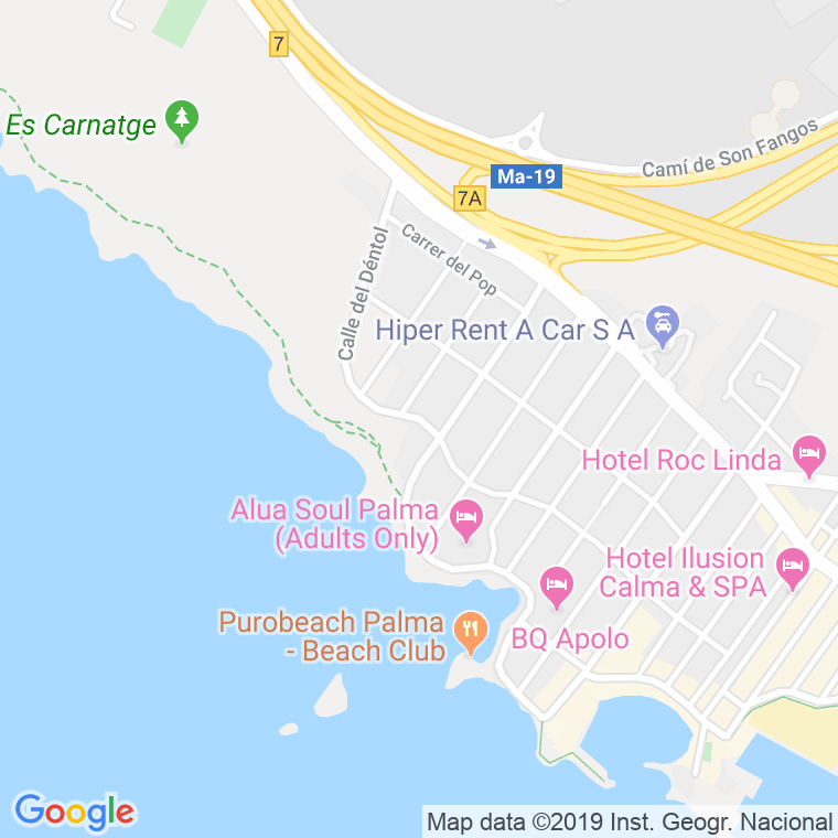 Código Postal calle Dentol en Palma de Mallorca