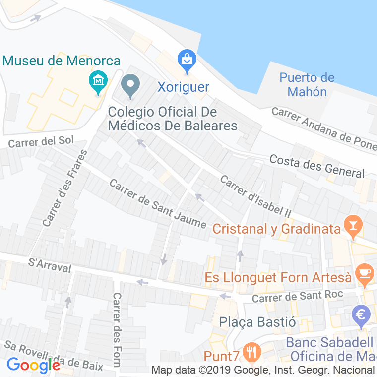 Código Postal calle Sant Jeroni en Maó
