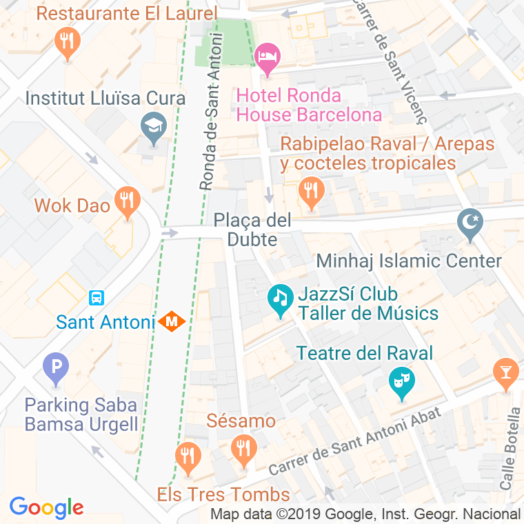 Código Postal calle Dubte, plaça en Barcelona