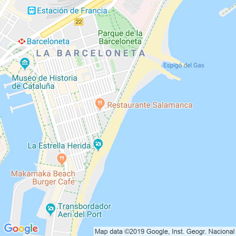 Código Postal calle Barceloneta, De La, platja en Barcelona