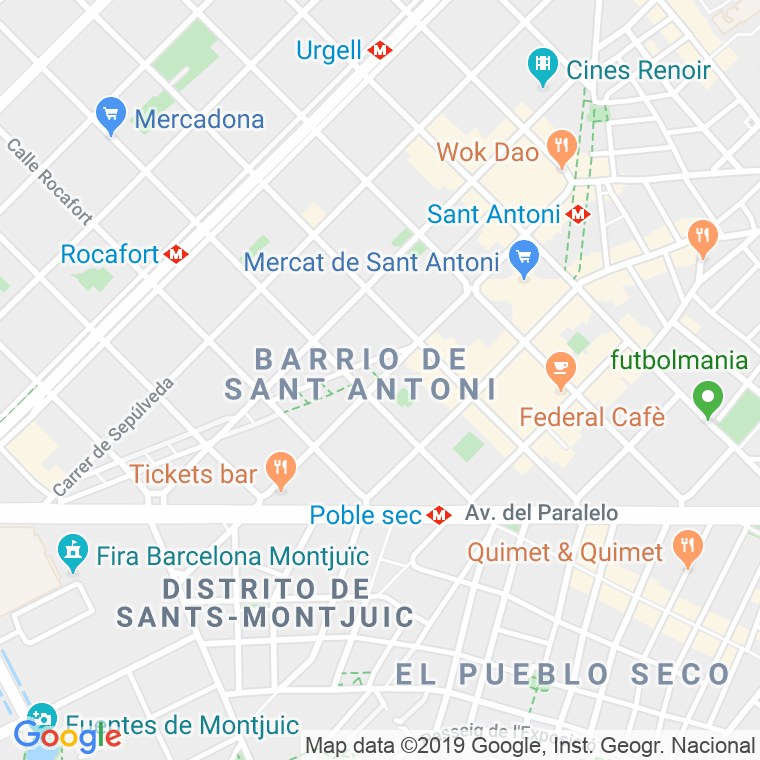 Código Postal calle Tamarit   (Impares Del 1 Al 87)  (Pares Del 2 Al 84) en Barcelona