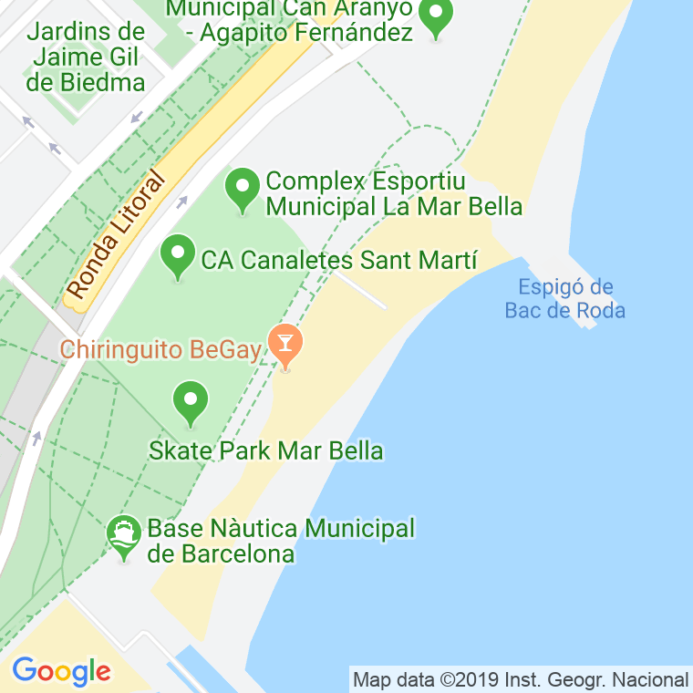 Código Postal calle Mar Bella, De La, platja en Barcelona