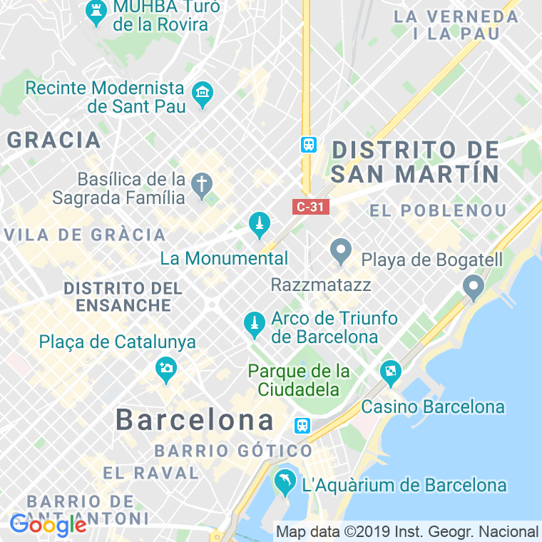 Código Postal calle Marina, De La   (Impares Del 1 Al 79)  (Pares Del 2 Al 78) en Barcelona